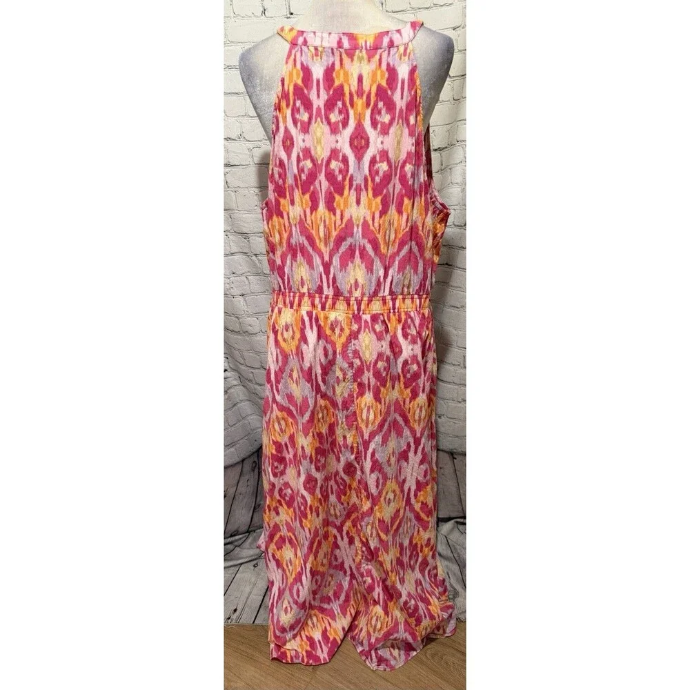 Lane Bryant Pink Orange Ikat Sleeveless Maxi Dress Plus Size 24 - Picture 5 of 9